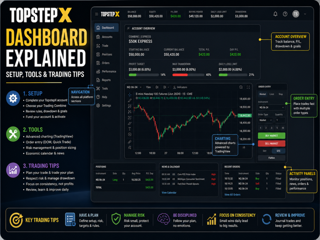 TopstepX Dashboard Explained: Setup, Tools & Trading Tips