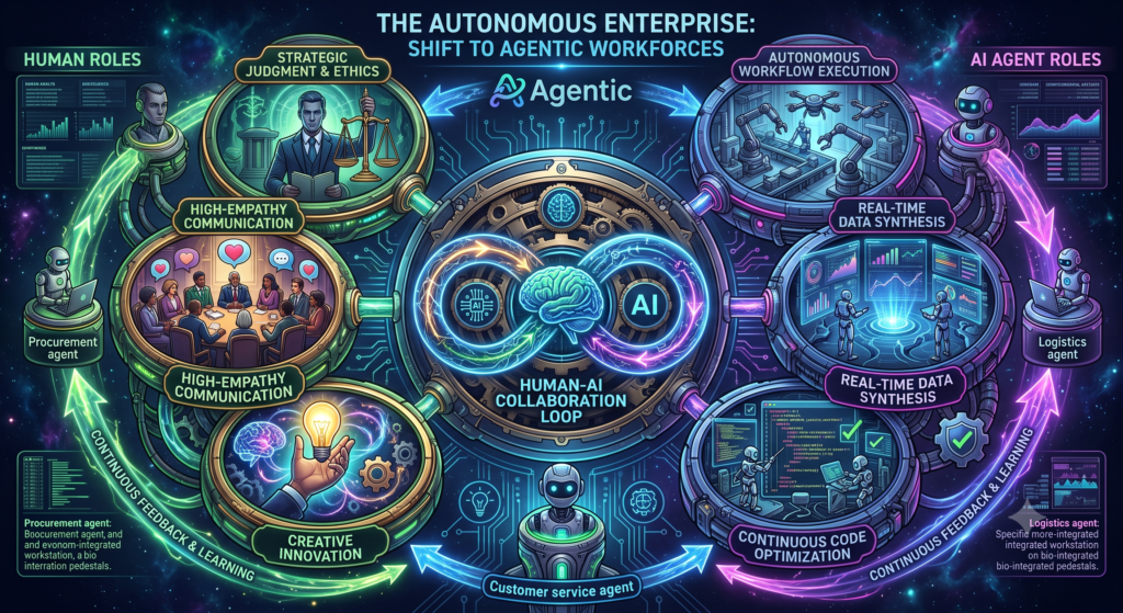 Future of Ai in 2030
The Autonomous Enterprise: Shift to Agentic Workforces